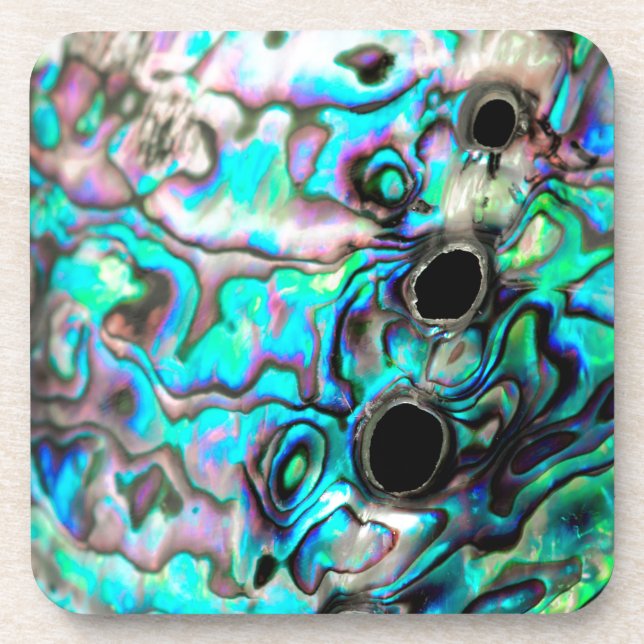 Abalone seashell nature detail coaster (Front)