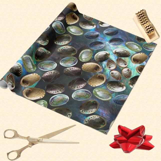 Abalone Shell 3D Scatter Paua Background Wrapping Paper (Creator Uploaded)