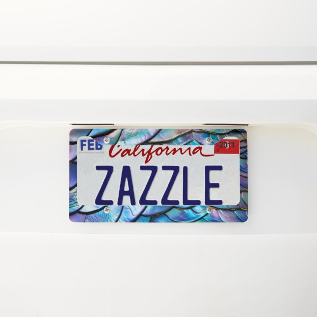 Abalone Shell Abstract Pattern License Plate Frame (On Car)