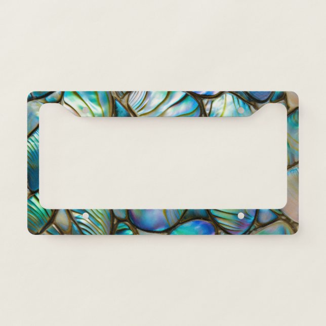Abalone Shell Abstract Pattern License Plate Frame (Front)