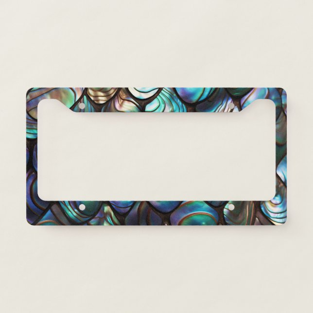 Abalone Shell Abstract Pattern License Plate Frame (Front)