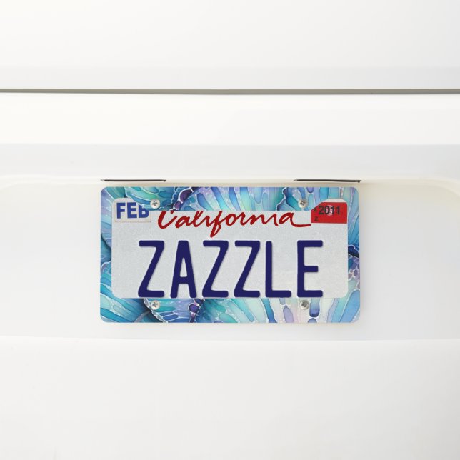 Abalone Shell Abstract Pattern License Plate Frame (On Car)