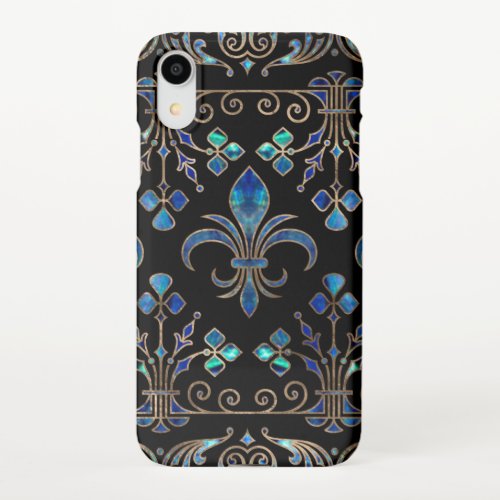 Abalone Shell and and gold Fleur_de_lis ornament iPhone XR Case