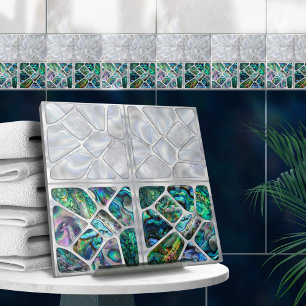 Abalone Shell and Pearl - Cells Collage N10 Ceramic Tile