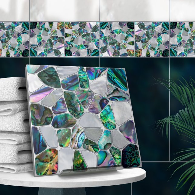 Abalone Shell and Pearl - Cells Collage N16 Ceramic Tile (Creator Uploaded)