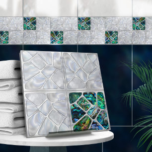 Abalone Shell and Pearl - Cells Collage N7 Ceramic Tile