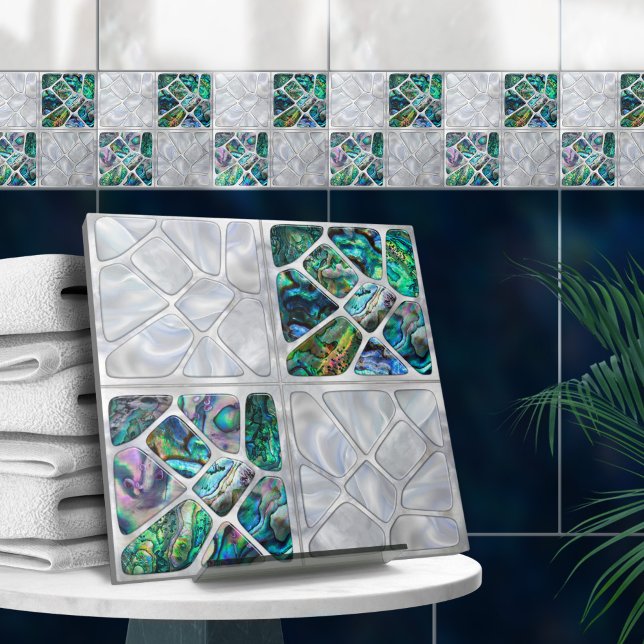 Abalone Shell and Pearl - Cells Collage N8 Ceramic Tile (Creator Uploaded)