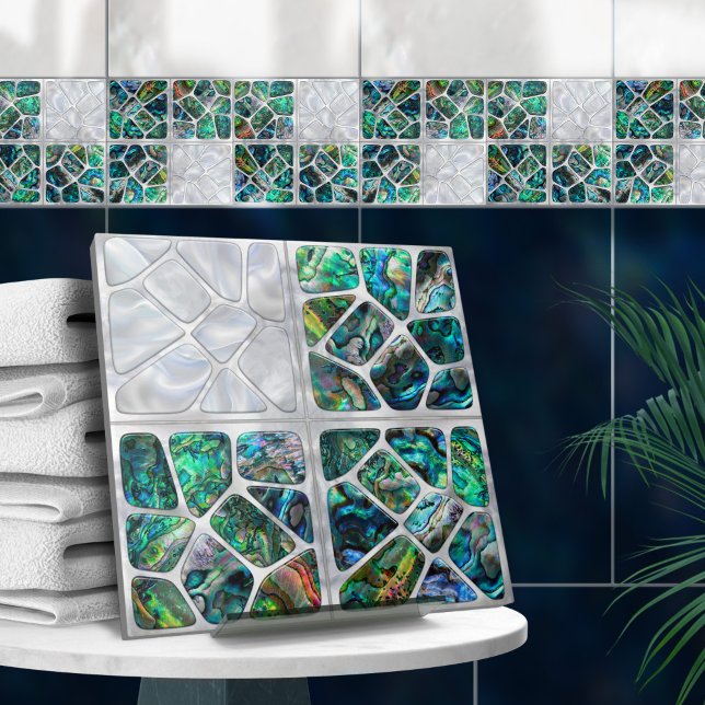 Abalone Shell and Pearl - Cells Collage N9 Ceramic Tile (Creator Uploaded)
