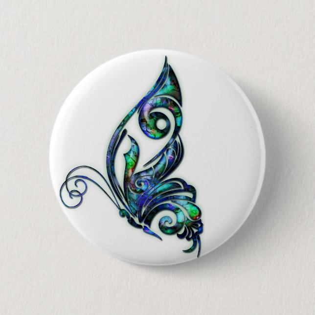 Abalone Shell Art Deco Butterfly Button (Front)