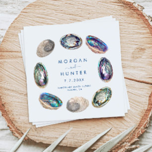 Abalone Shell Colorful Watercolor Beach Wedding Napkins