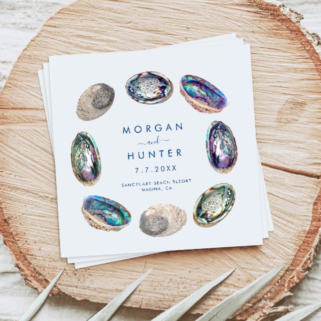 Abalone Shell Colorful Watercolor Beach Wedding Napkins (These colorful watercolor abalone shell napkins are perfect for your coastal chic beach wedding)