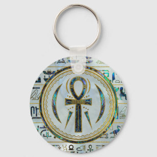 Abalone Shell Egyptian Ankh Cross symbol Keychain