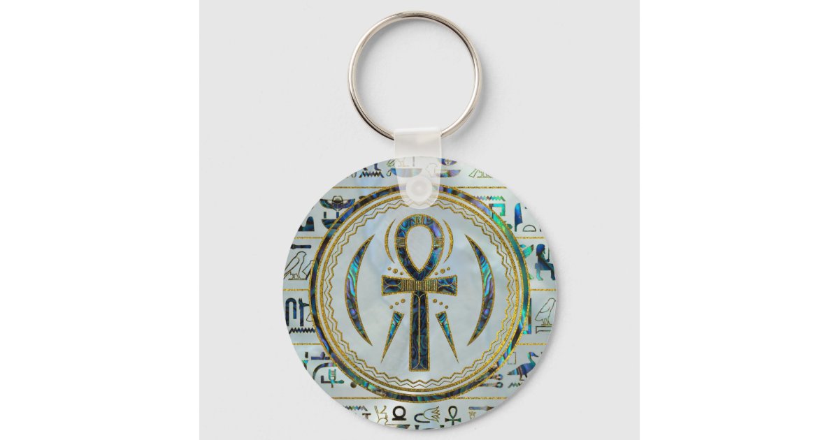 Abalone Shell Egyptian Ankh Cross symbol Keychain | Zazzle