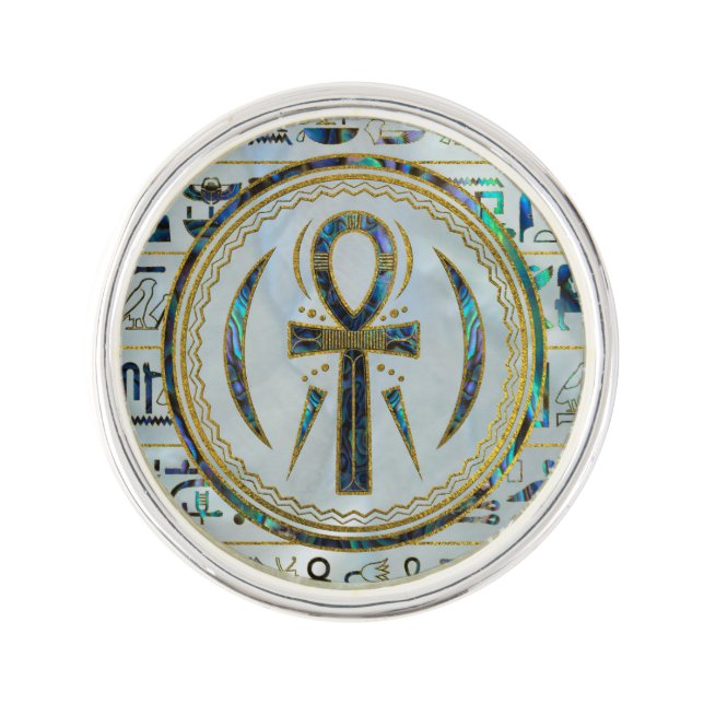 Abalone Shell Egyptian Ankh Cross symbol Pin (Front)