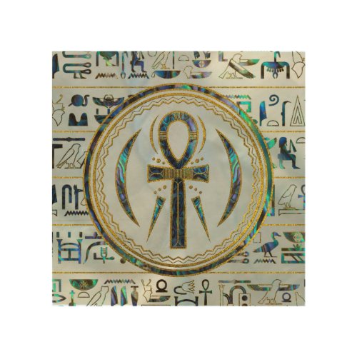 Abalone Shell Egyptian Ankh Cross symbol Wood Wall Art