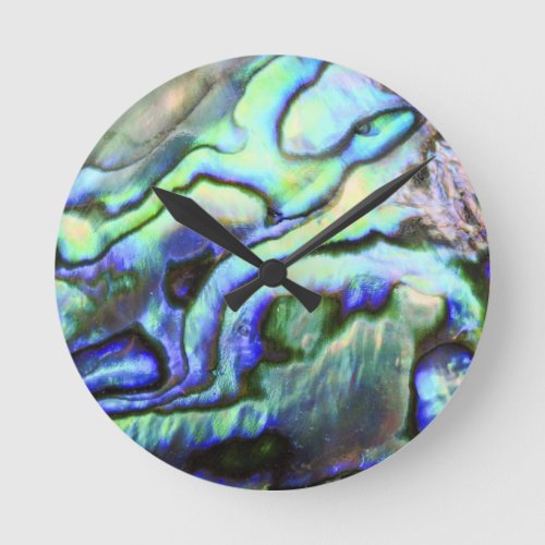 Abalone shell green blue paua round clock