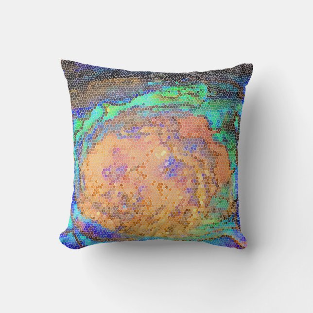 Abalone Shell Pattern Bright Tile Mosaic Throw Pillow (Front)