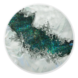 Abalone Shell Pearl and Silver 1 Ceramic Knob