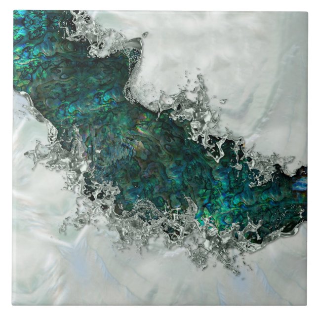 Abalone Shell Pearl and Silver 1 Ceramic Tile (Front)