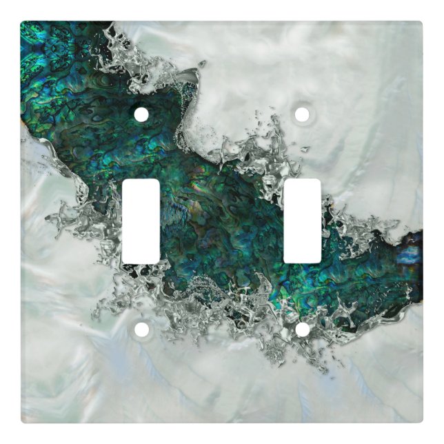 Abalone Shell Pearl and Silver 1 Light Switch Cover (Front)