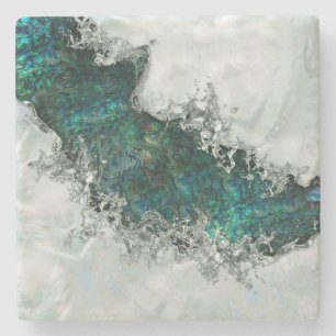 Abalone Shell Pearl and Silver 1 Stone Coaster