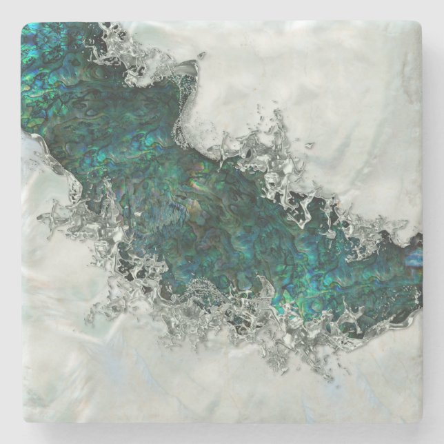 Abalone Shell Pearl and Silver 1 Stone Coaster (Front)