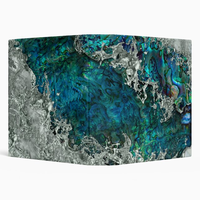 Abalone Shell Pearl and Silver 2 3 Ring Binder (Background)