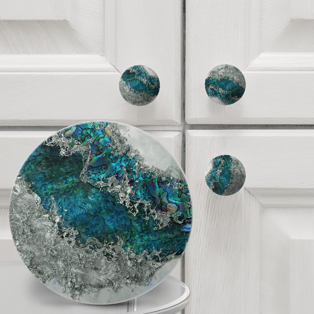 Abalone Shell Pearl and Silver 2 Ceramic Knob (Creator Uploaded)