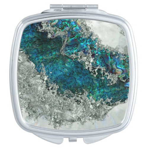 Abalone Shell Pearl and Silver 2 Compact Mirror
