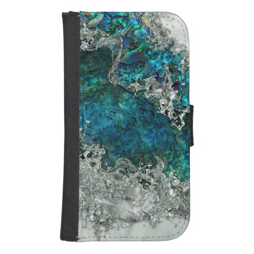 Abalone Shell Pearl and Silver 2 Galaxy S4 Wallet Case