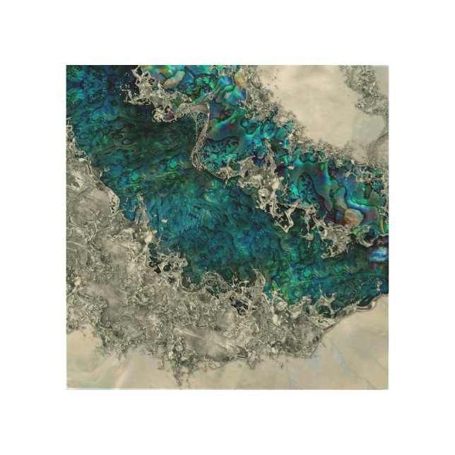Abalone Shell Pearl and Silver 2 Wood Wall Art (Front)
