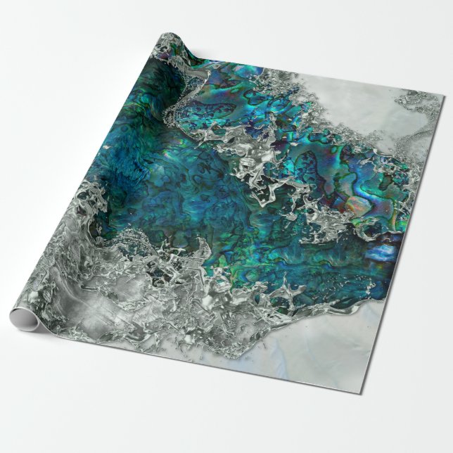 Abalone Shell Pearl and Silver 2 Wrapping Paper (Unrolled)