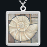 Abalone Shell Silver Plated Necklace<br><div class="desc">Charikilia Zarris is a talented artist know for her ocean artwork. Her images are peaceful and calm relaxing you with every picture. Get this nautical piece of artwork with a Abalone shell being the center of it all,  bordered with tiles and a beautiful color scheme.</div>
