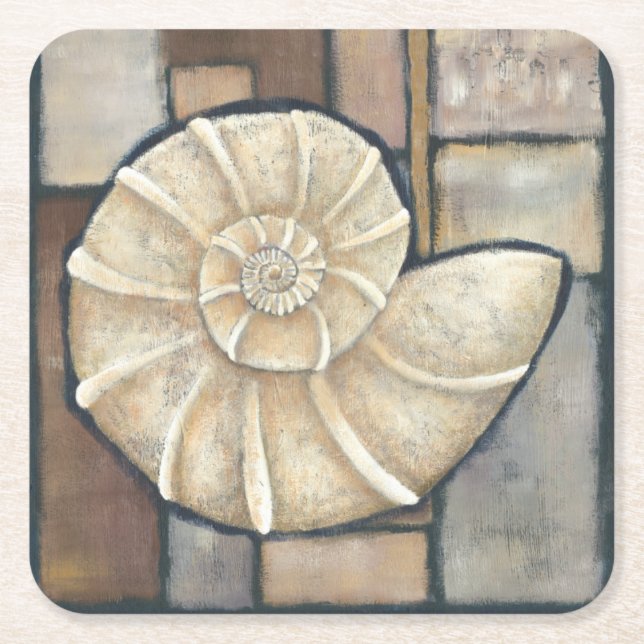 Abalone Shell Square Paper Coaster (Front)
