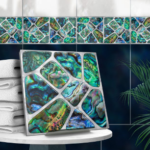 Abalone Shell Texture - Cells Collage N13 Ceramic Tile