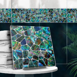 Abalone Shell Texture  - Cells Collage N15 Ceramic Tile