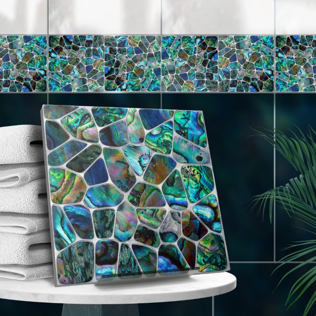 Abalone Shell Texture  - Cells Collage N15 Ceramic Tile (Creator Uploaded)