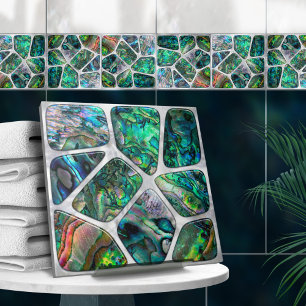 Abalone Shell Texture - Cells Collage N2 Ceramic Tile