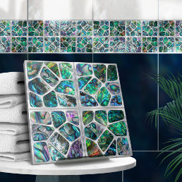 Abalone Shell Texture - Cells Collage N5 Ceramic Tile