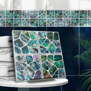 Abalone Shell Texture - Cells Collage N5 Ceramic Tile