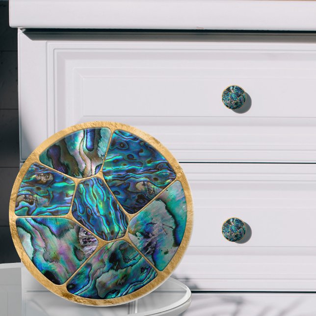 Abalone Shell - Voronoi Cells Mosaic on gold Ceramic Knob (Creator Uploaded)