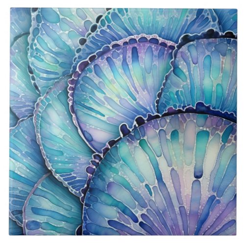 Abalone Shell Watercolor Abstract Pattern Ceramic Tile