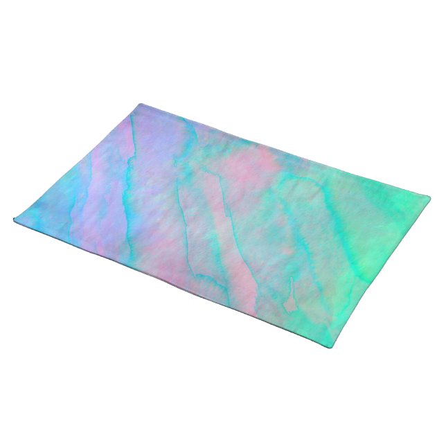 Abalone Shell Watercolor mother-of-pearl Stone Placemat (On Table)