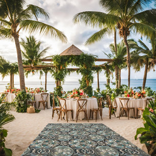 Abalone Silver Flowers Wedding Rug 12x9 Outdoor