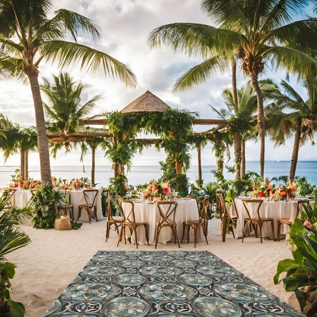 Abalone Silver Flowers Wedding Rug 12x9 Outdoor (Creator Uploaded)