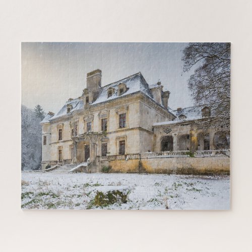 Abandined Fantasy French Chateau with Winter Snow Jigsaw Puzzle