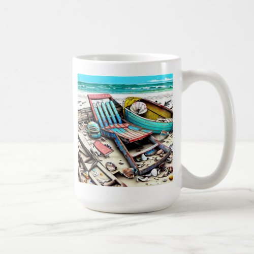 Abandoned Beach Boat Wreckage AI generated art Coffee Mug