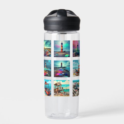 Abandoned Beachy Lighthouses and Boats Water Bottle