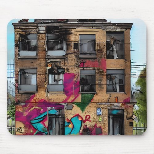 Abandoned Building Abstract AI Art Mouse Pad