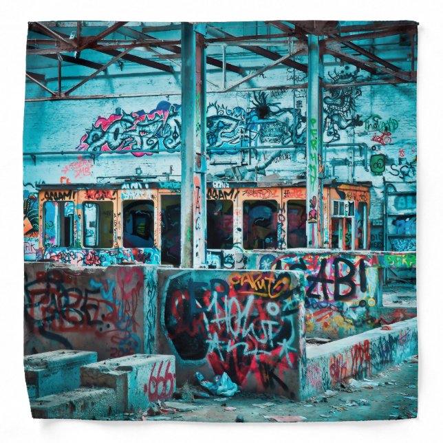 Abandoned Building Street Art Graffiti Bandana (Front)
